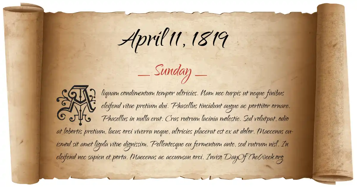 April 11, 1819 date scroll poster