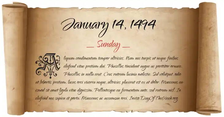 Sunday January 14, 1494