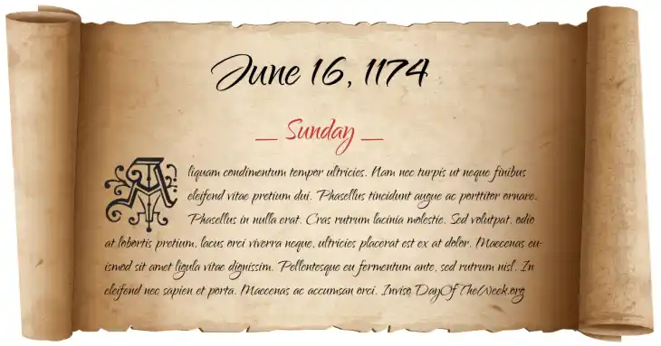 Sunday June 16, 1174