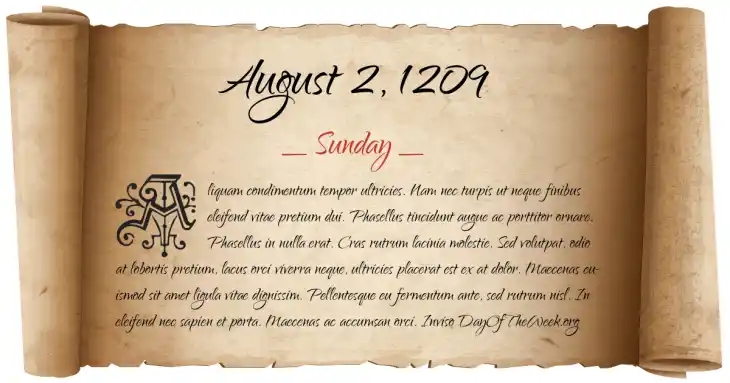Sunday August 2, 1209