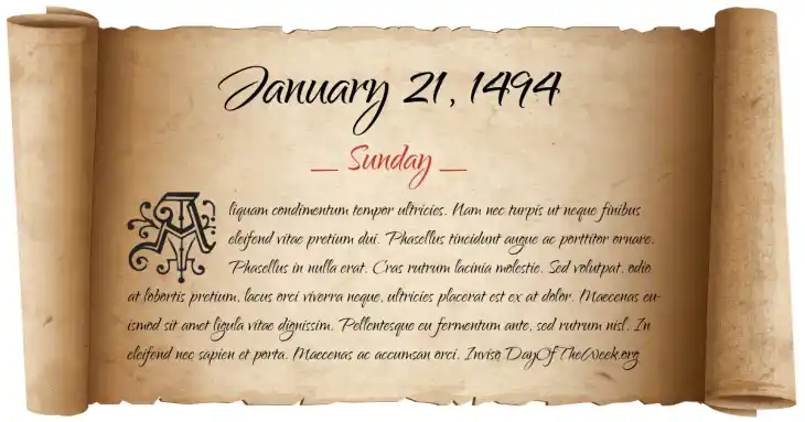 Sunday January 21, 1494