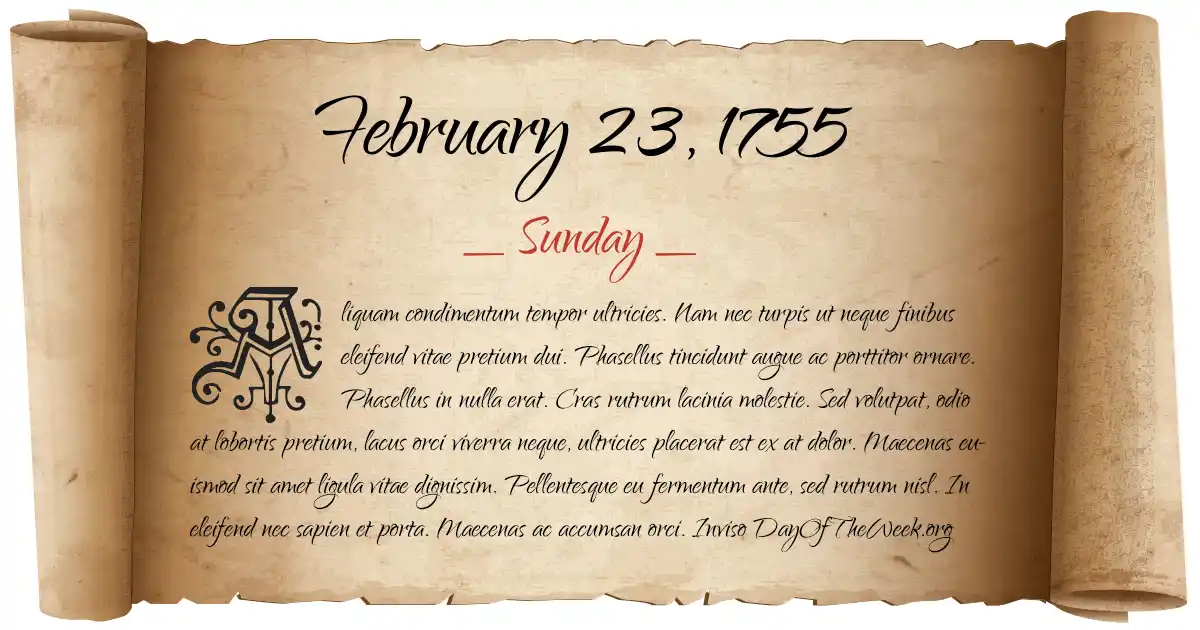 February 23, 1755 date scroll poster