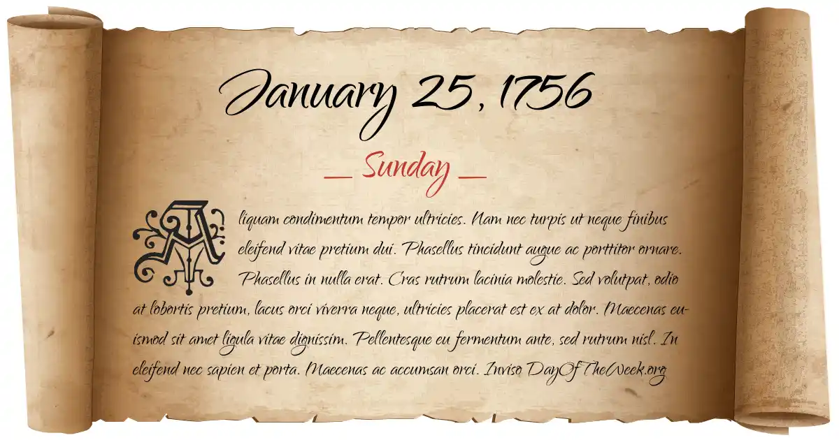 January 25, 1756 date scroll poster