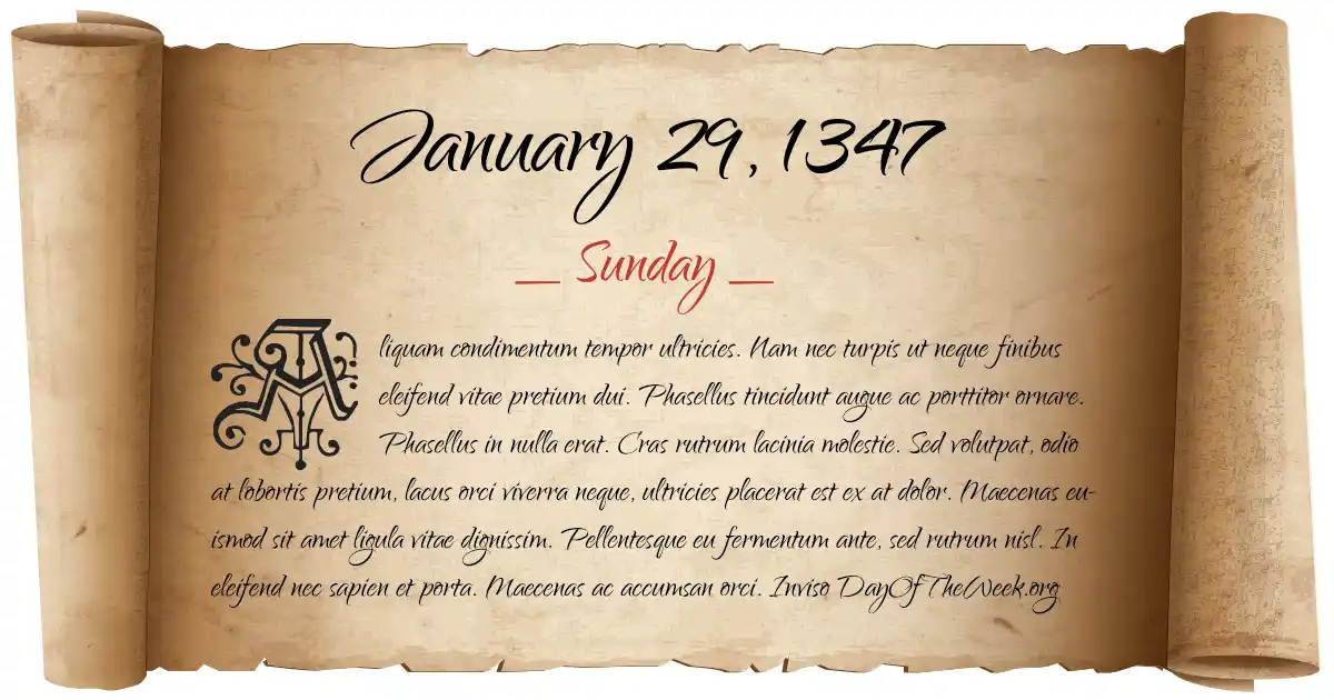 January 29, 1347 date scroll poster