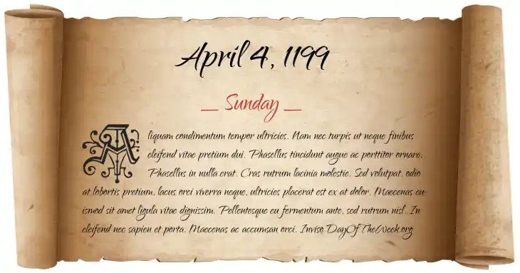 Sunday April 4, 1199