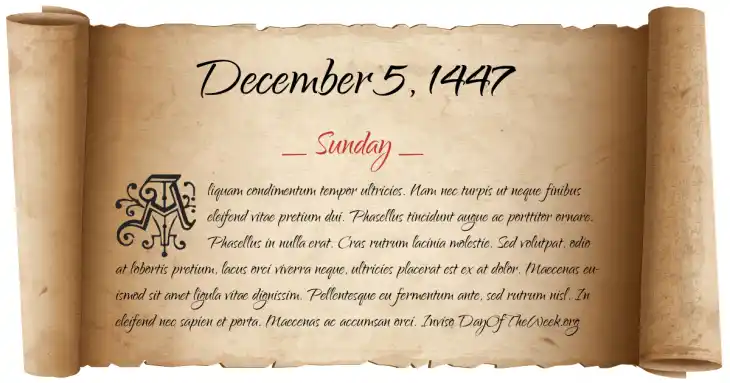 Sunday December 5, 1447