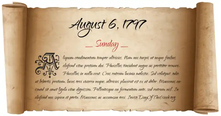 Sunday August 6, 1797