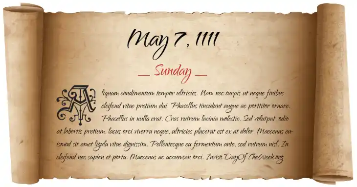 Sunday May 7, 1111