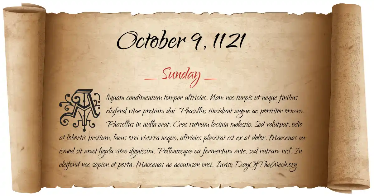 October 9, 1121 date scroll poster