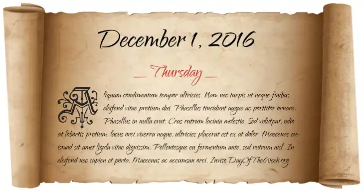 Thursday December 1, 2016
