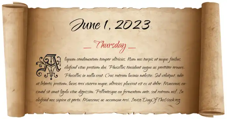 Thursday June 1, 2023