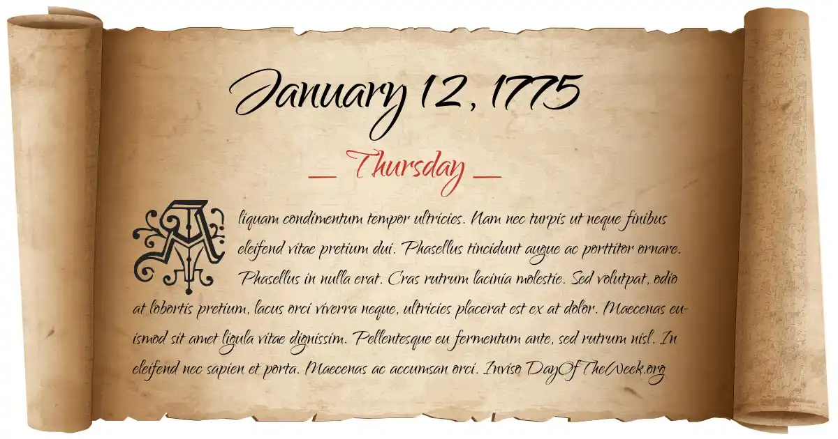 January 12, 1775 date scroll poster