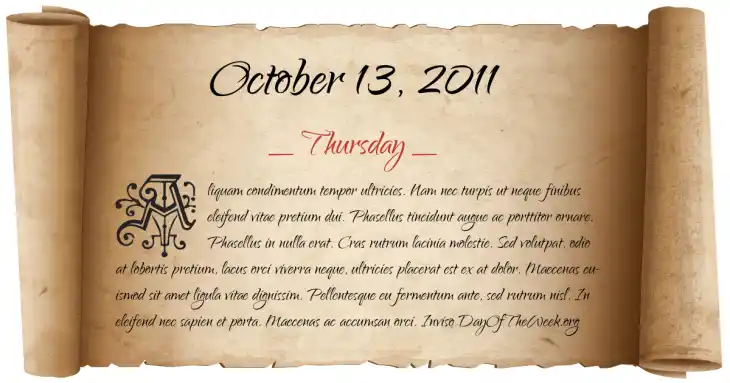 Thursday October 13, 2011