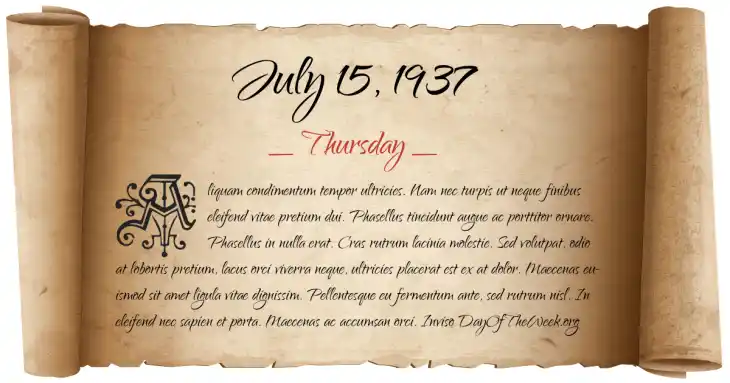 Thursday July 15, 1937