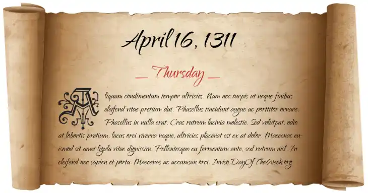 Thursday April 16, 1311