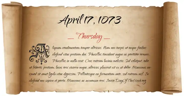 Thursday April 17, 1073