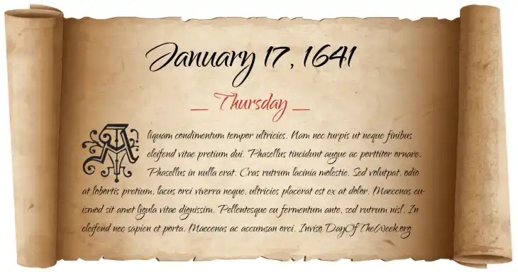 Thursday January 17, 1641