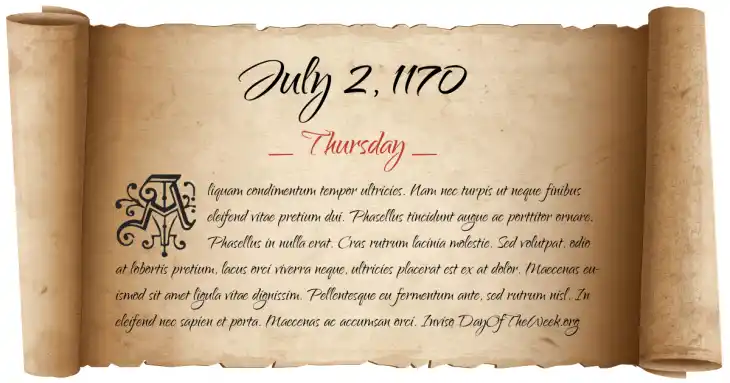Thursday July 2, 1170