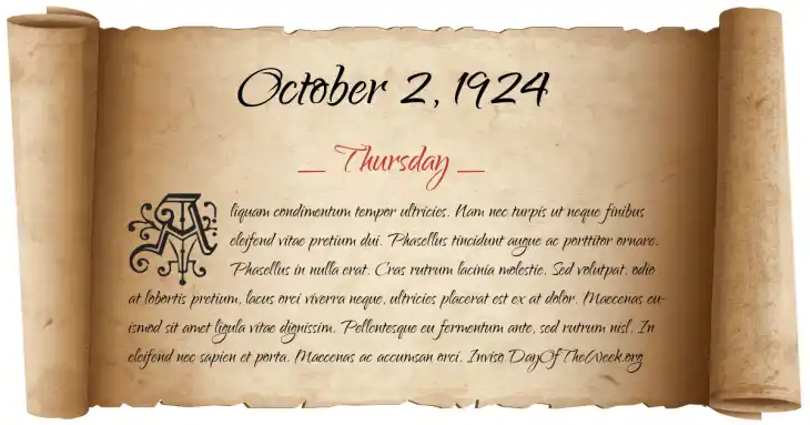 Thursday October 2, 1924