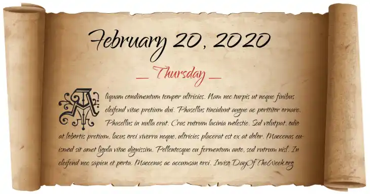 Thursday February 20, 2020