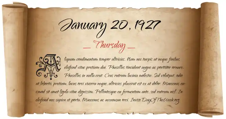 Thursday January 20, 1927