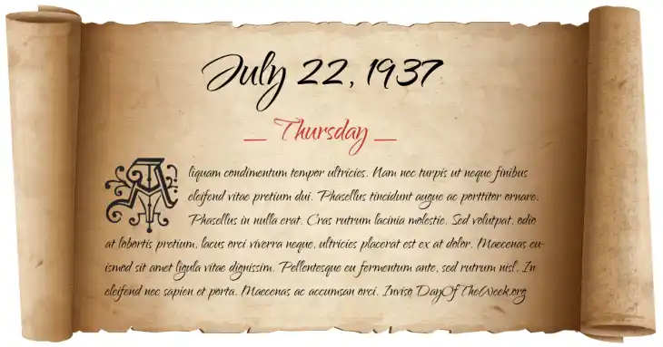 Thursday July 22, 1937