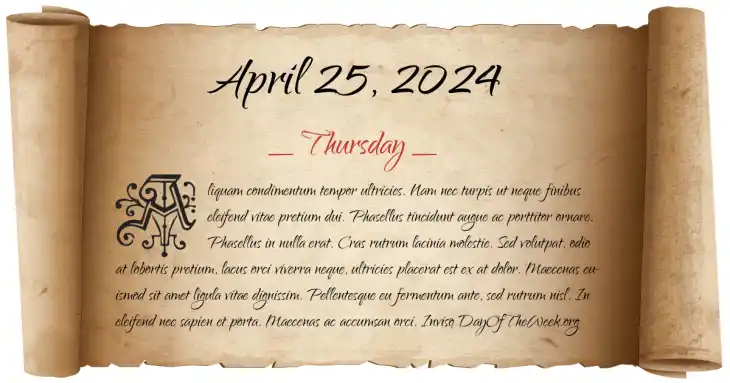 Thursday April 25, 2024
