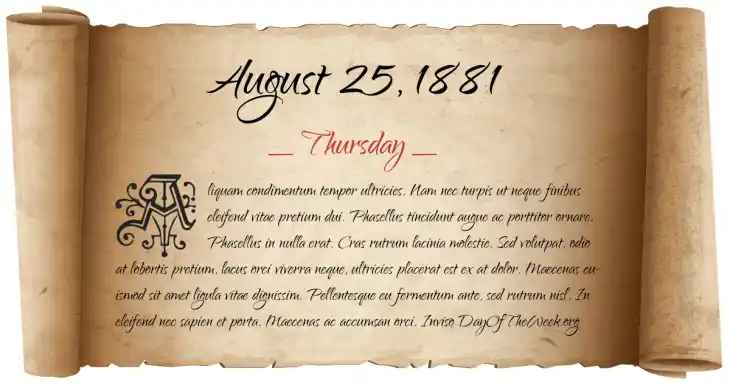 Thursday August 25, 1881
