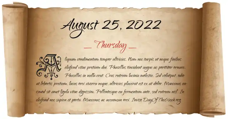 Thursday August 25, 2022
