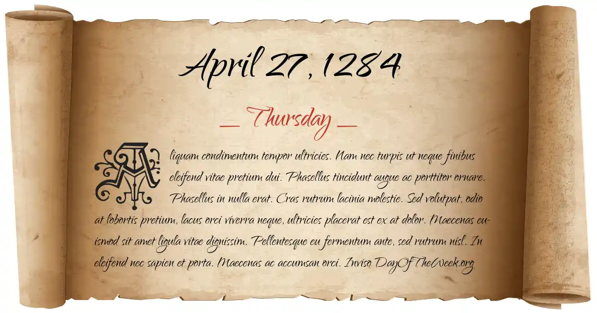 April 27, 1284 date scroll poster