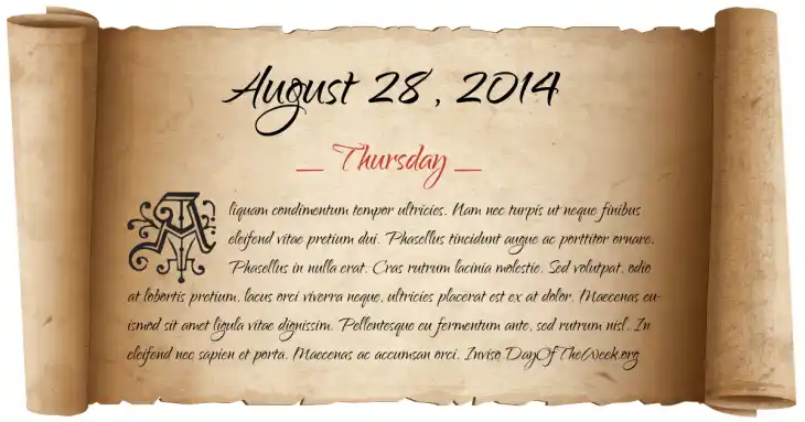 Thursday August 28, 2014