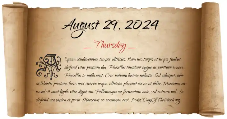 Thursday August 29, 2024