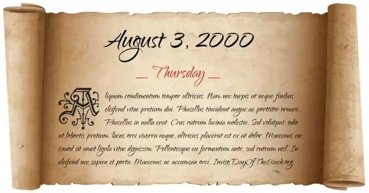 Thursday August 3, 2000