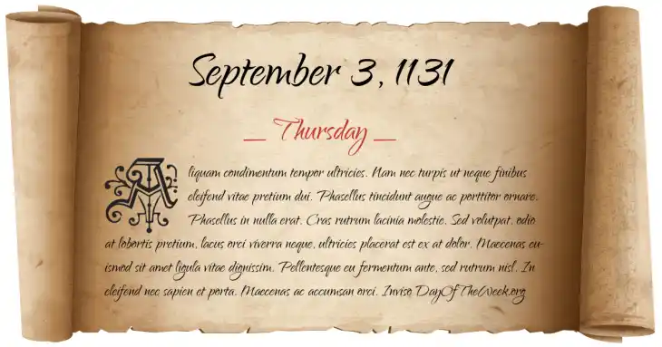 Thursday September 3, 1131