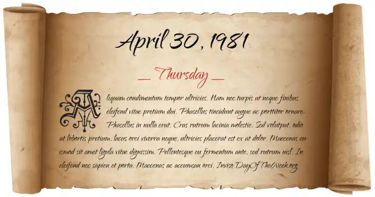 Thursday April 30, 1981