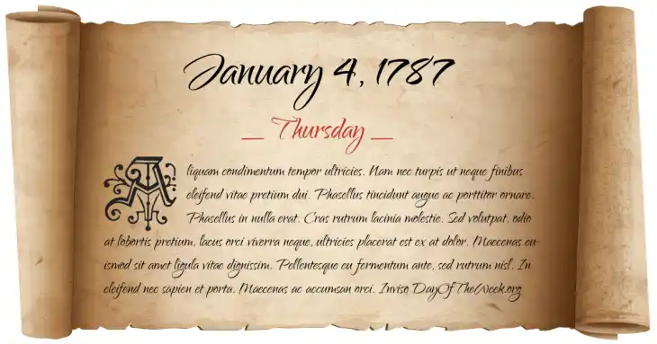 Thursday January 4, 1787