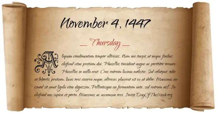 Thursday November 4, 1447