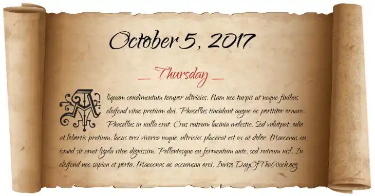 Thursday October 5, 2017