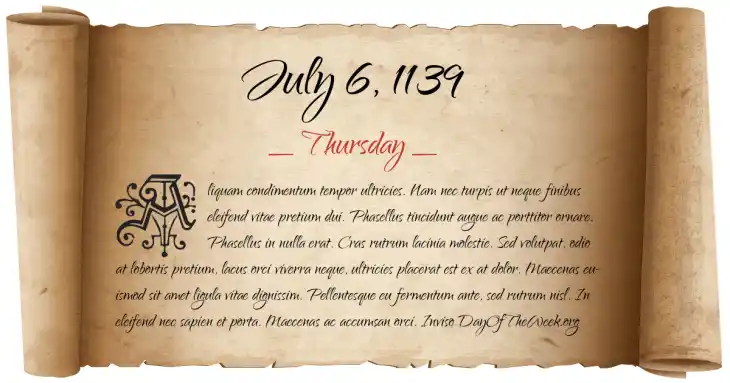 Thursday July 6, 1139