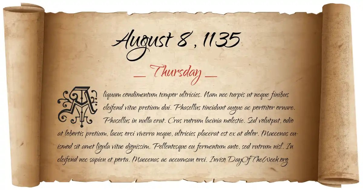 August 8, 1135 date scroll poster