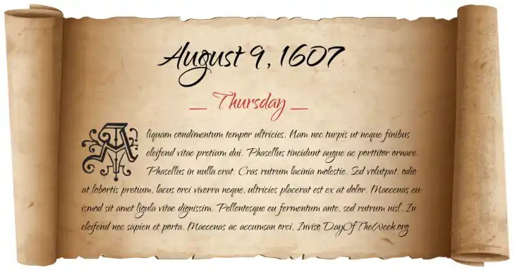 Thursday August 9, 1607
