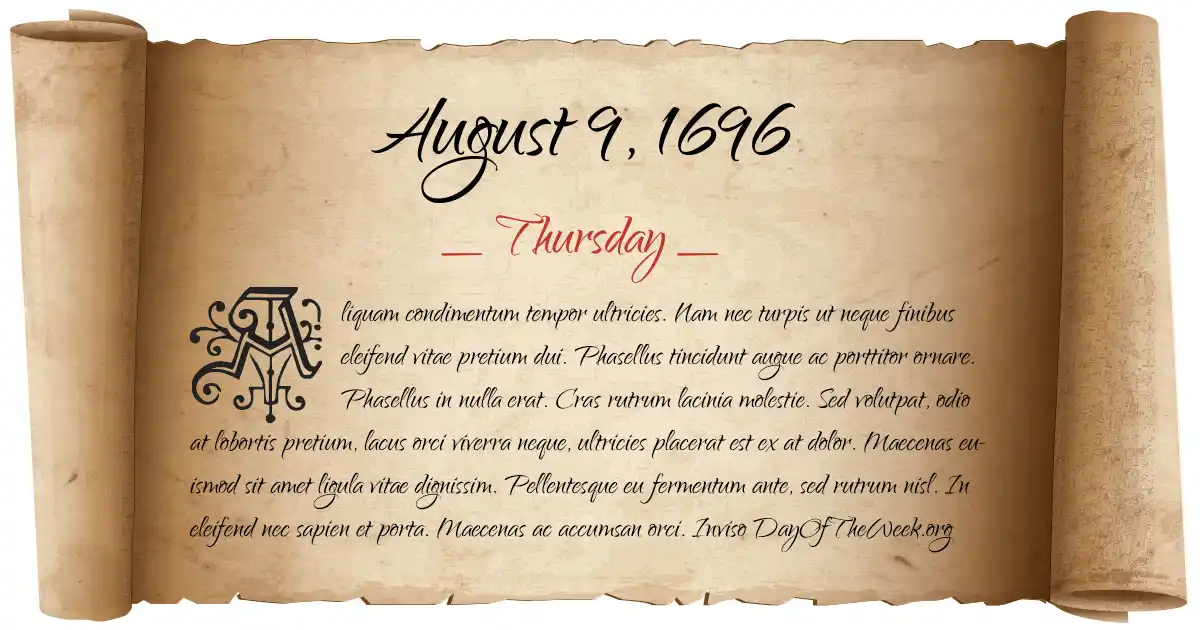 August 9, 1696 date scroll poster