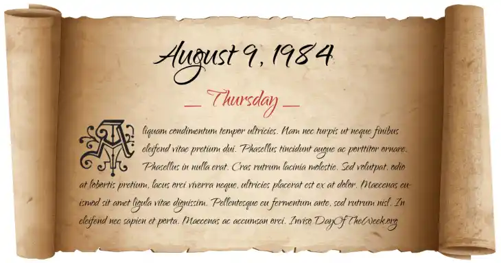 Thursday August 9, 1984