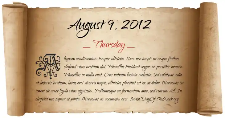 Thursday August 9, 2012