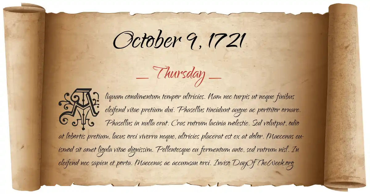 October 9, 1721 date scroll poster