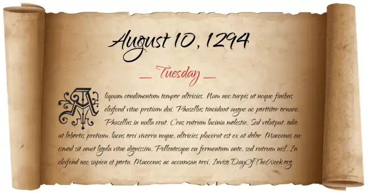 Tuesday August 10, 1294