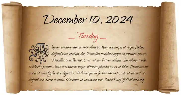 Tuesday December 10, 2024