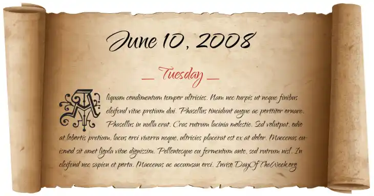 Tuesday June 10, 2008