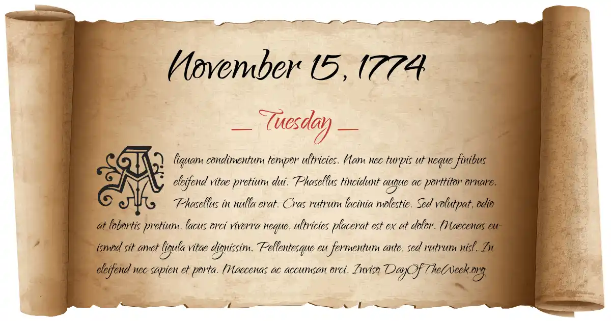 November 15, 1774 date scroll poster