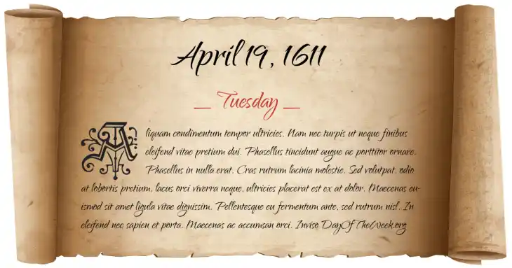 Tuesday April 19, 1611